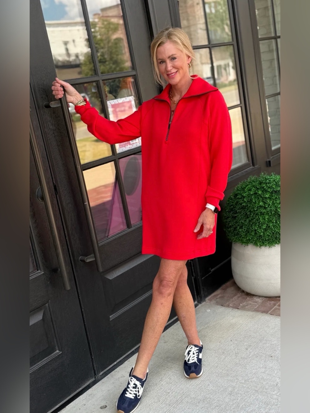 SPANX AirEssentials Half Zip Dress Large Red NWT long sleeve - Picture 3 of 16